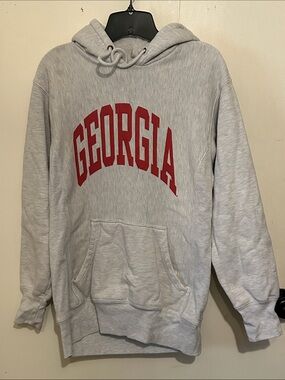 Georgia Arch Hoodie in Light Gray with Red Logo